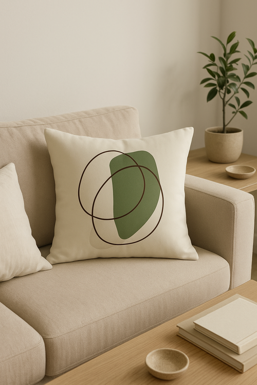 housse de coussin décorative à motif floral vert abstrait - vue 2 sur 2