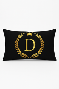 housse de coussin décorative à motif lettres noires et dorées