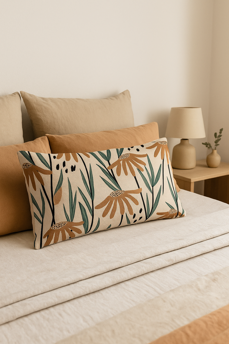 housse de coussin décorative à motif tournesol élégant