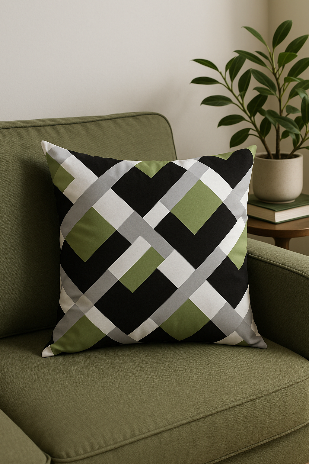 housse de coussin décorative à motifs de feuilles vertes - vue 2 sur 2