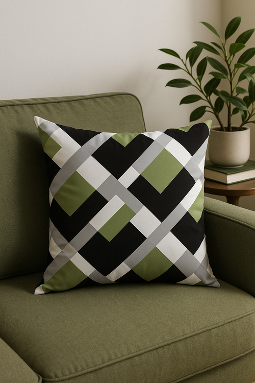 housse de coussin décorative à motifs de feuilles vertes - vue 2 sur 2