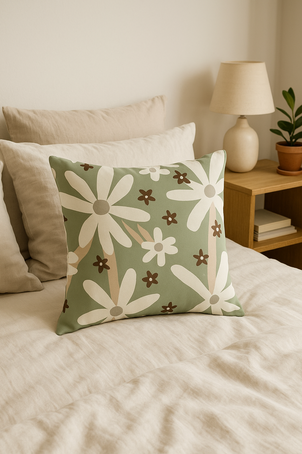 housse de coussin décorative à motifs de feuilles vertes - vue 2 sur 2