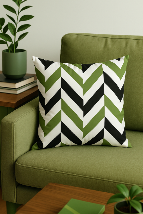 housse de coussin décorative à motifs de feuilles vertes - vue 2 sur 2