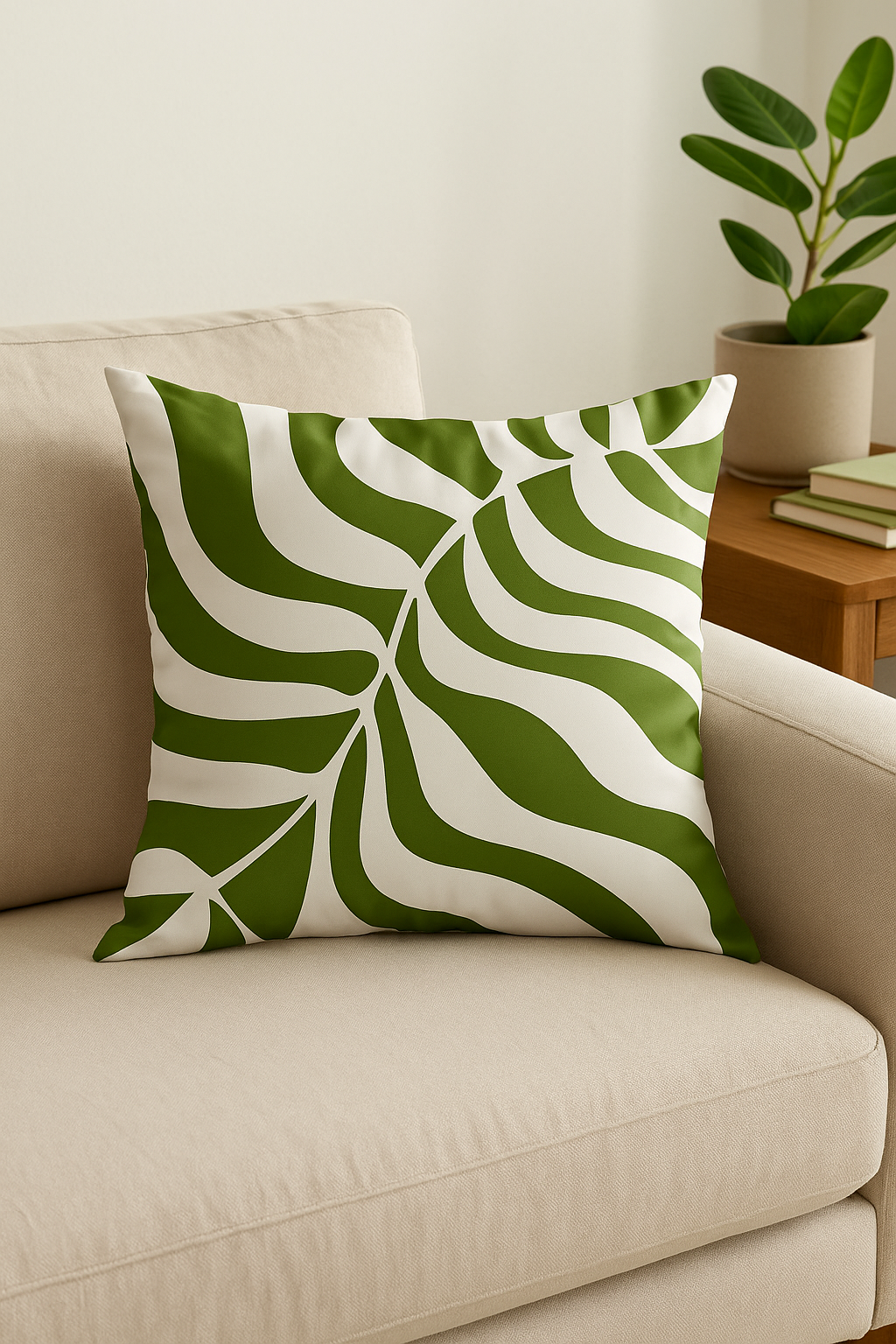 housse de coussin décorative à motifs de feuilles vertes - vue 2 sur 2