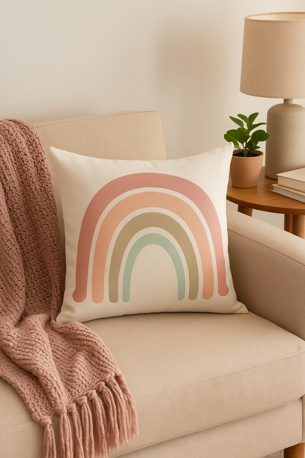 housse de coussin décorative arc-en-ciel et géométrique pour canapé - vue 2 sur 2