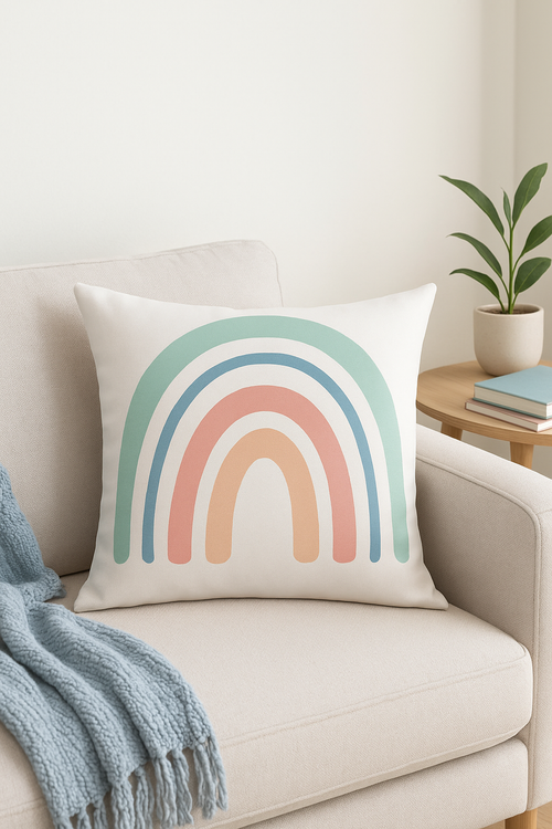 housse de coussin décorative arc-en-ciel et géométrique pour canapé - vue 2 sur 2