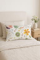 housse de coussin décorative arc-en-ciel fleurs rouges et roses