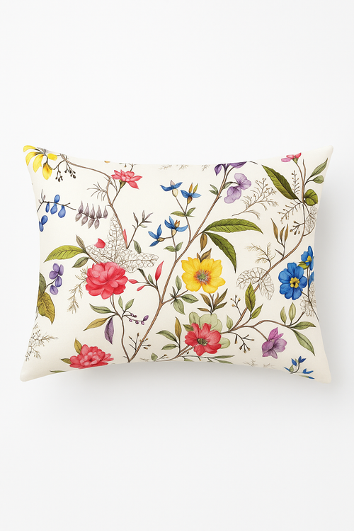 housse de coussin décorative arc-en-ciel fleurs rouges et roses