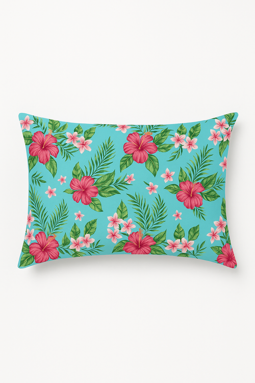housse de coussin décorative arc-en-ciel fleurs rouges et roses