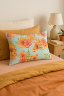 housse de coussin décorative arc-en-ciel fleurs rouges et roses
