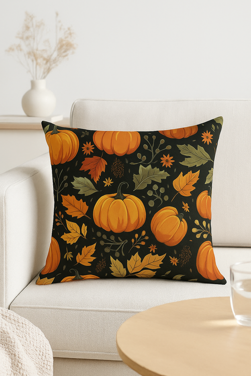 housse de coussin décorative automne citrouilles pour canapé chambre voiture - vue 2 sur 2