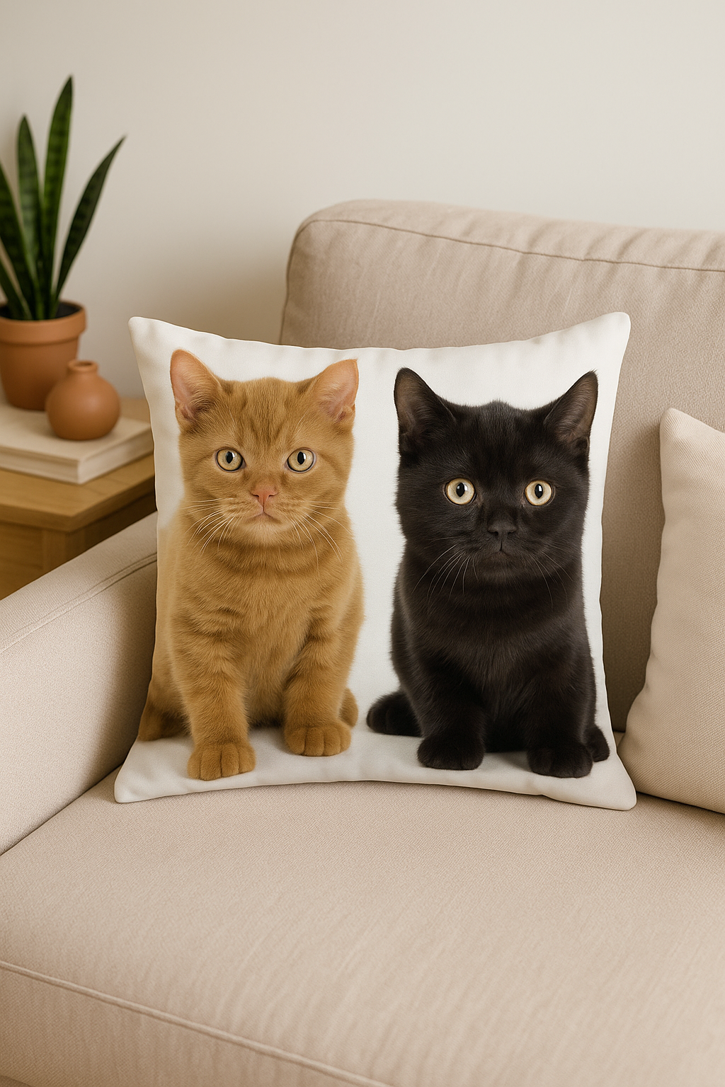 housse de coussin décorative avec motif chat mignon - vue 2 sur 2