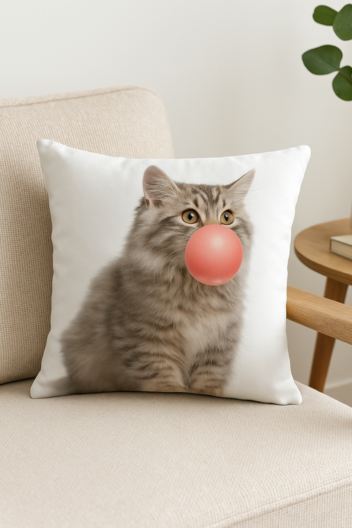 housse de coussin décorative avec motif chat mignon - vue 2 sur 2