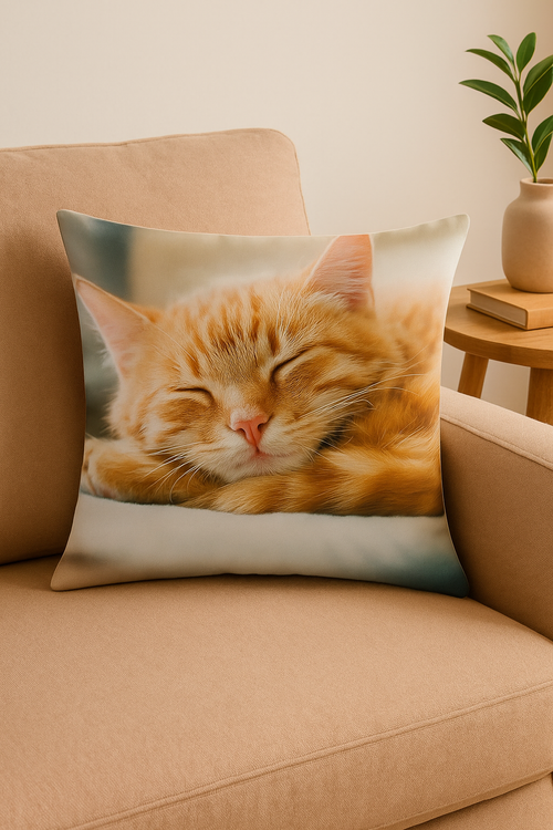 housse de coussin décorative avec motif chat mignon - vue 2 sur 2