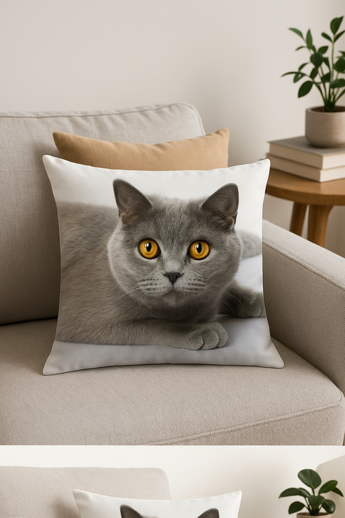 housse de coussin décorative avec motif chat mignon - vue 2 sur 2
