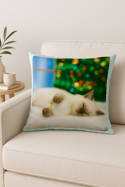 housse de coussin décorative avec motif chat mignon - vue 2 sur 2