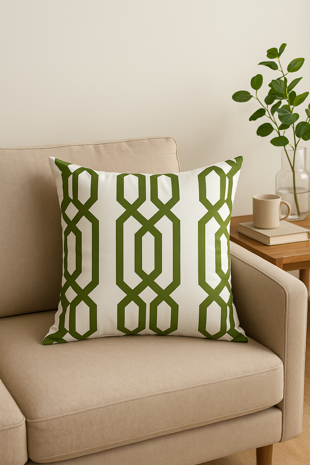 housse de coussin décorative avec motifs de feuilles vertes