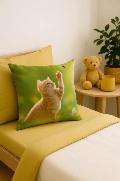 housse de coussin décorative chat mignon pour intérieur - vue 2 sur 2