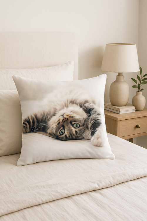 housse de coussin décorative chat mignon pour intérieur - vue 2 sur 2