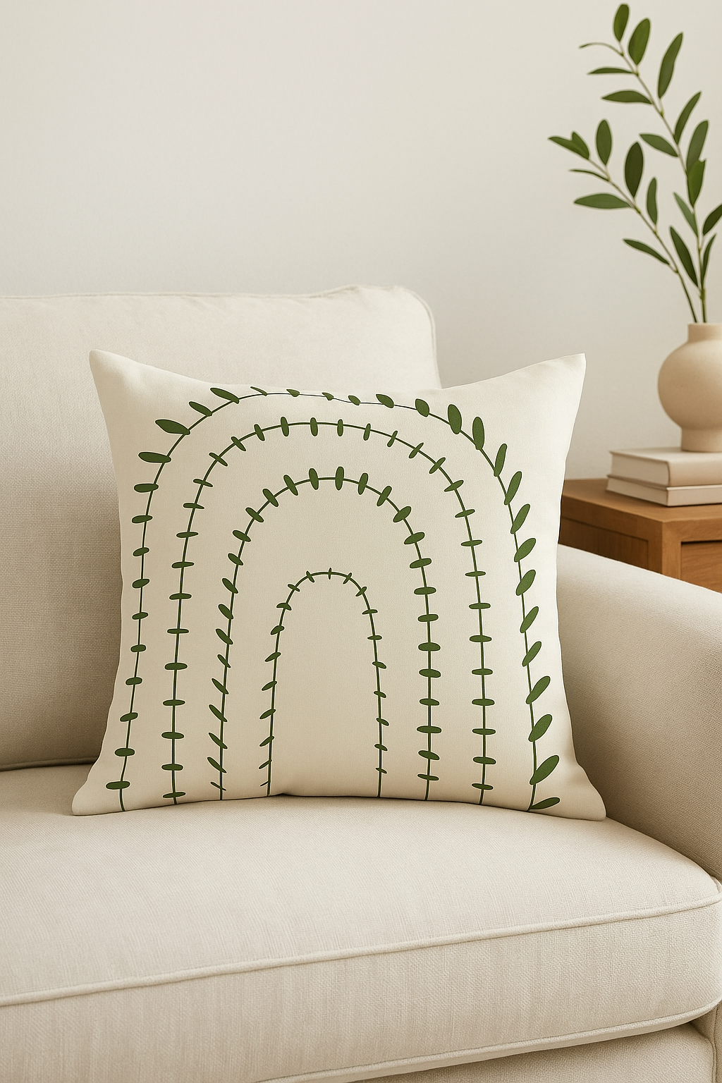housse de coussin décorative feuillage vert pour intérieur - vue 2 sur 2