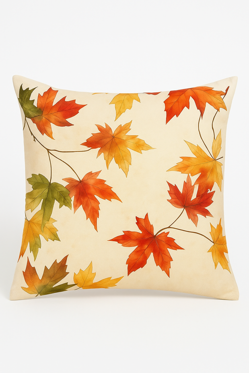 housse de coussin décorative feuilles d'érable automne