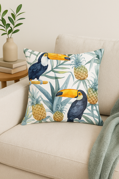 housse de coussin décorative fruits d'été citron orange fraise pastèque - vue 2 sur 2