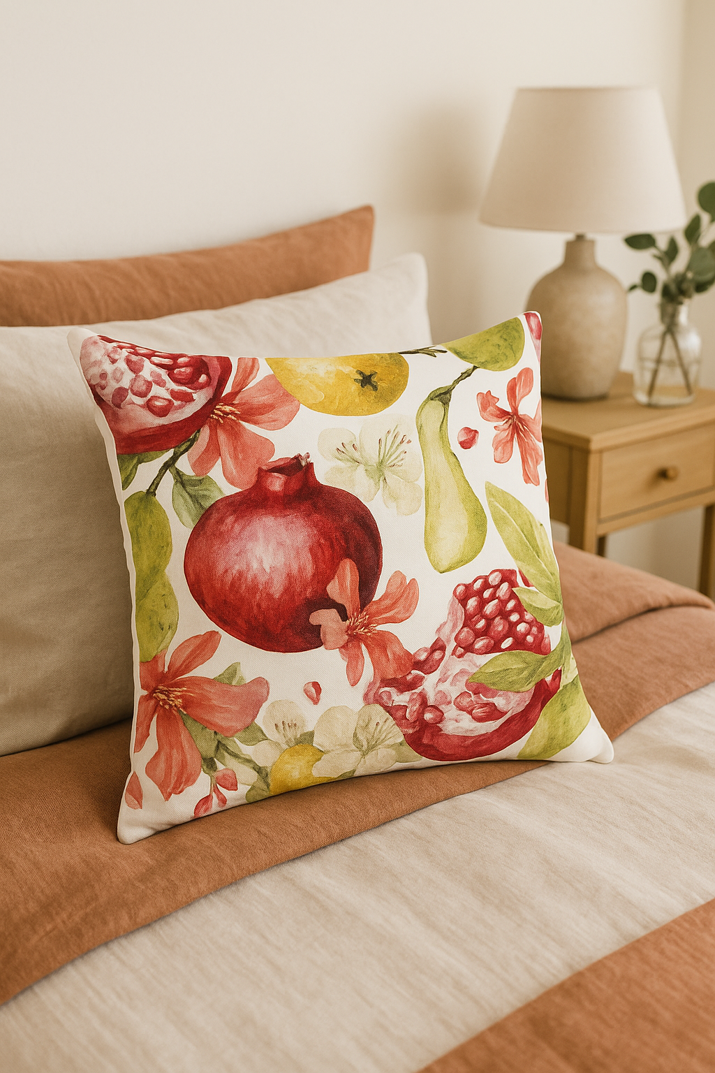 housse de coussin décorative fruits d'été citron orange fraise pastèque - vue 2 sur 2