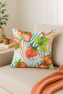 housse de coussin décorative fruits d'été citron orange pastèque