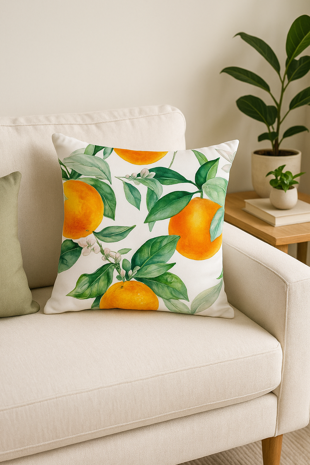housse de coussin décorative fruits d'été colorés pour canapé