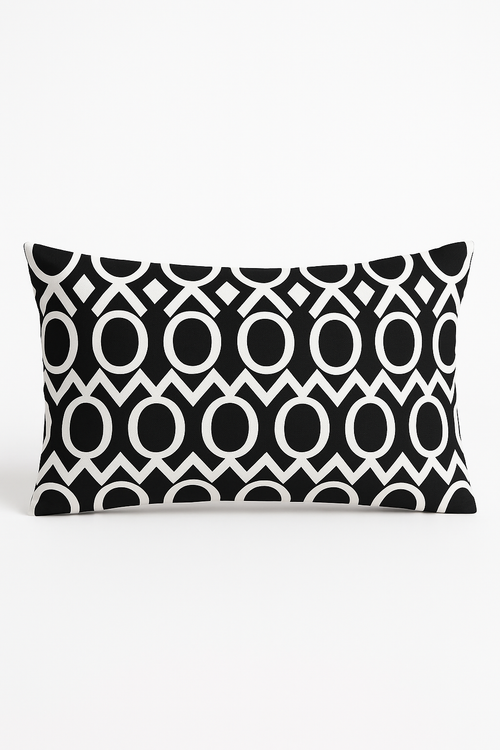 housse de coussin décorative géométrique noir et blanc