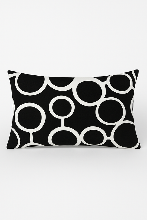 housse de coussin décorative géométrique noir et blanc
