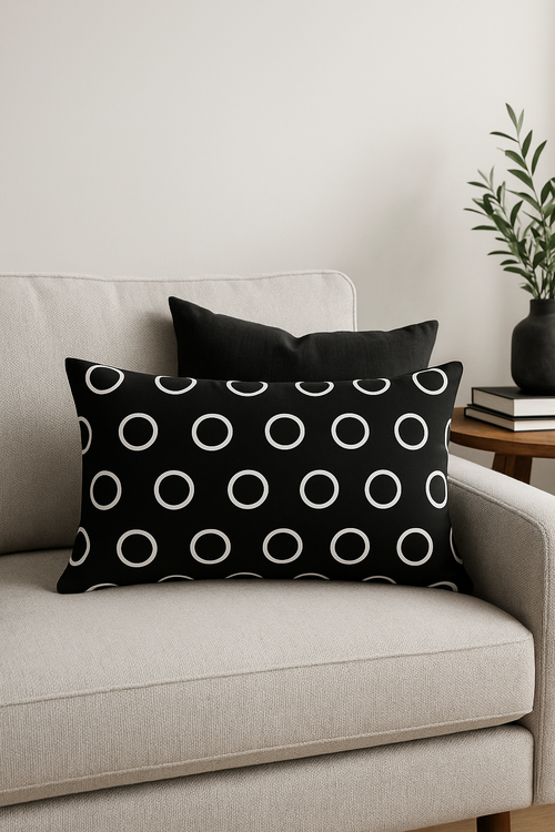 housse de coussin décorative géométrique noir et blanc - vue 2 sur 2