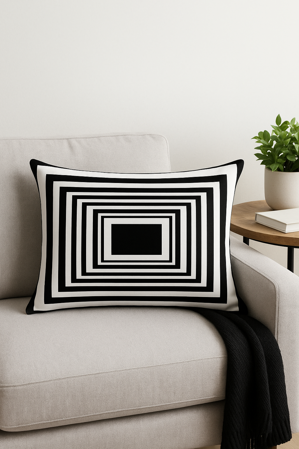 housse de coussin décorative géométrique noir et jaune 30 x 50 cm - vue 2 sur 2