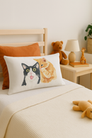 housse de coussin décorative motif animaux mignons chiot chat