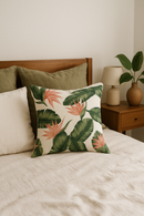 housse de coussin décorative motif cactus et plantes tropicales