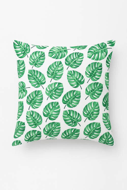 housse de coussin décorative motif cactus et plantes tropicales