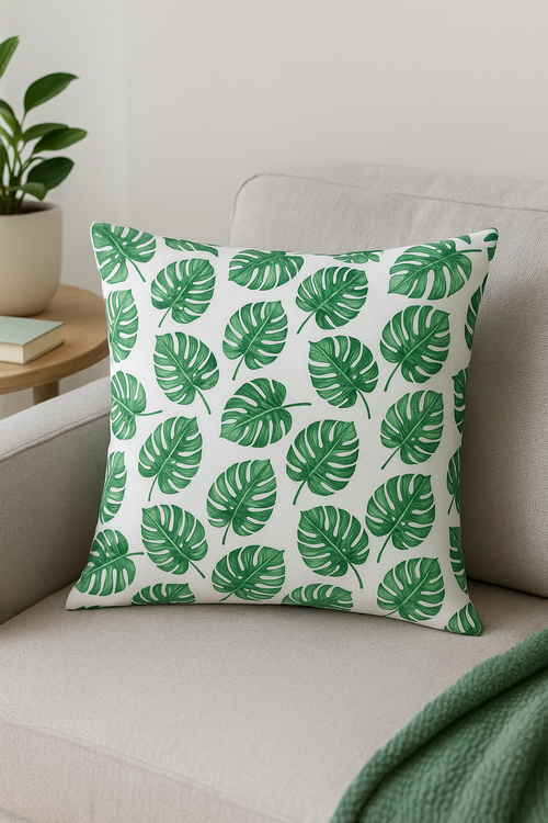 housse de coussin décorative motif cactus et plantes tropicales - vue 2 sur 2