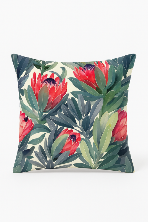 housse de coussin décorative motif cactus et tropical