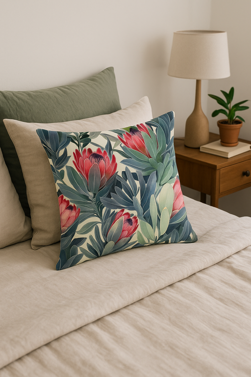 housse de coussin décorative motif cactus et tropical - vue 2 sur 2