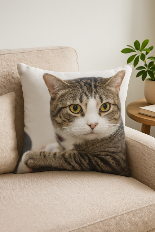 housse de coussin décorative motif chat mignon - vue 2 sur 2