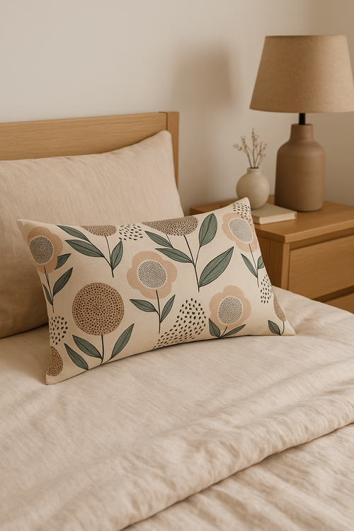 housse de coussin décorative motif feuilles de tournesol - vue 2 sur 2