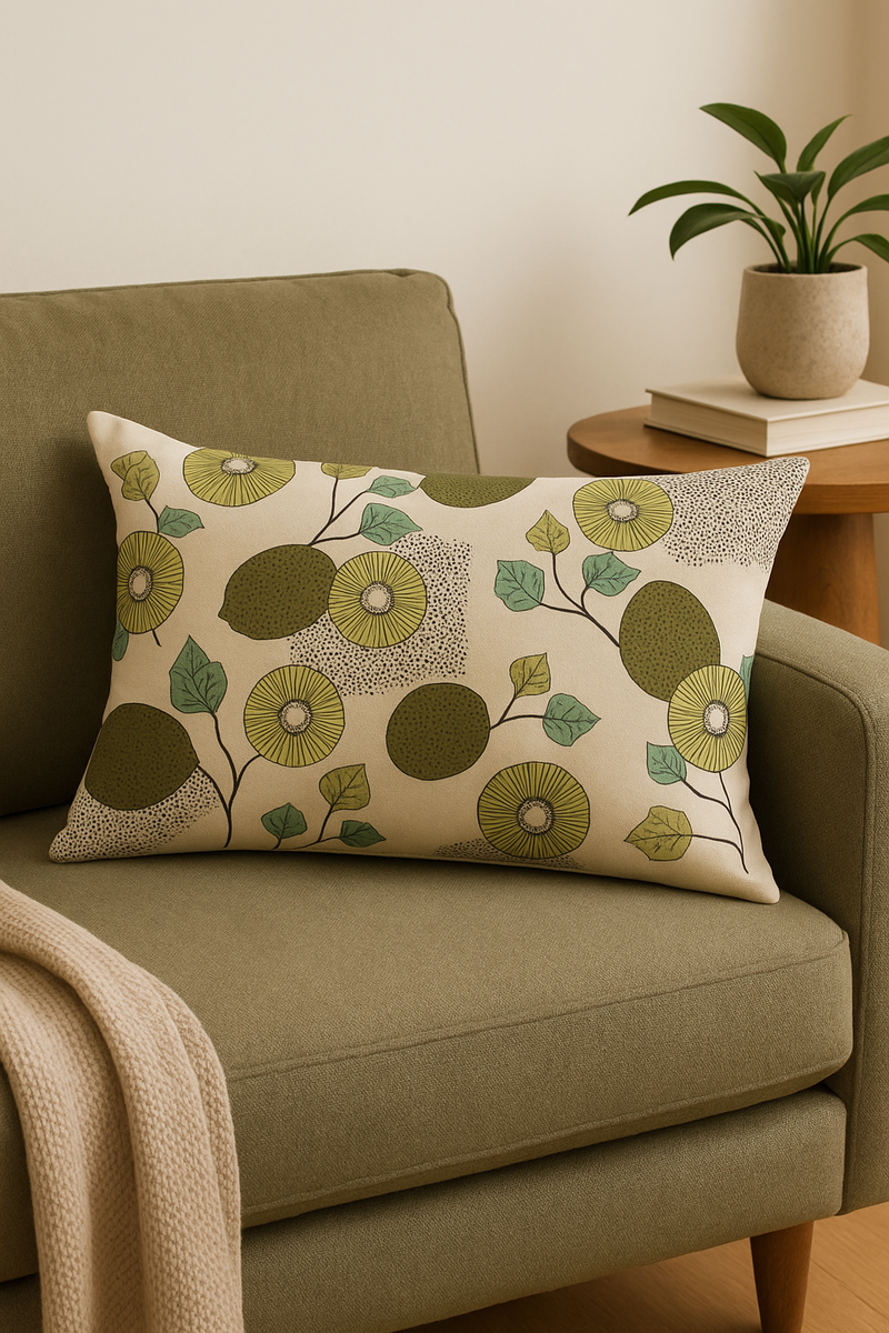 housse de coussin décorative motif feuilles de tournesol