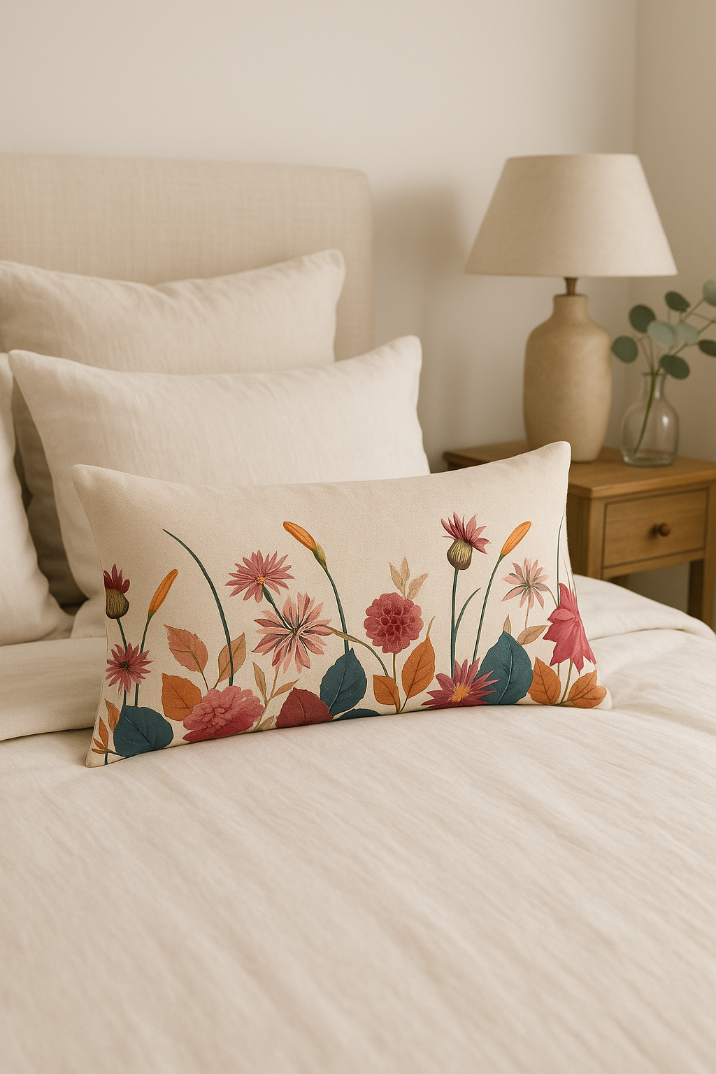 housse de coussin décorative motif feuilles de tournesol - vue 2 sur 2