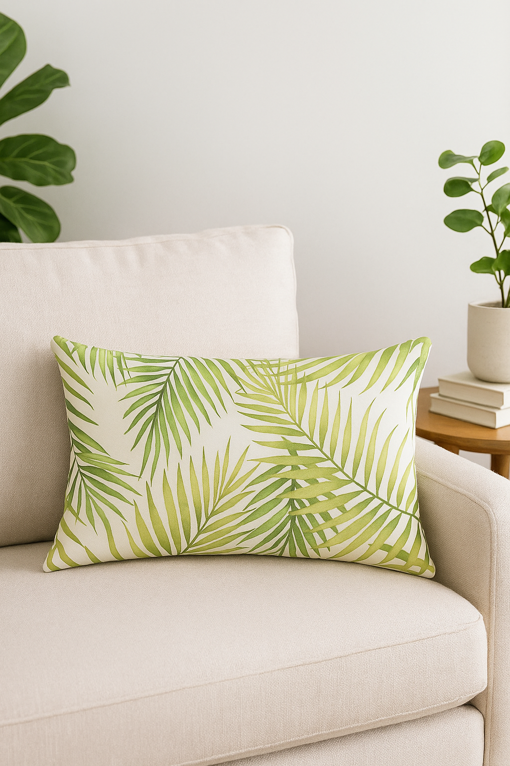 housse de coussin décorative motif feuilles tropicales vertes 30 x 50 cm - vue 2 sur 2