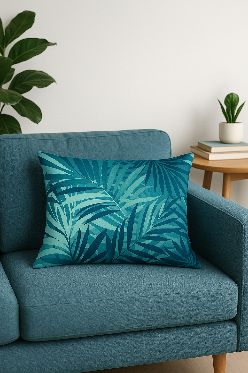 housse de coussin décorative motif feuilles tropicales vertes 30x50 cm - vue 2 sur 2