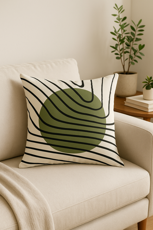 housse de coussin décorative motif floral vert abstrait - vue 2 sur 2