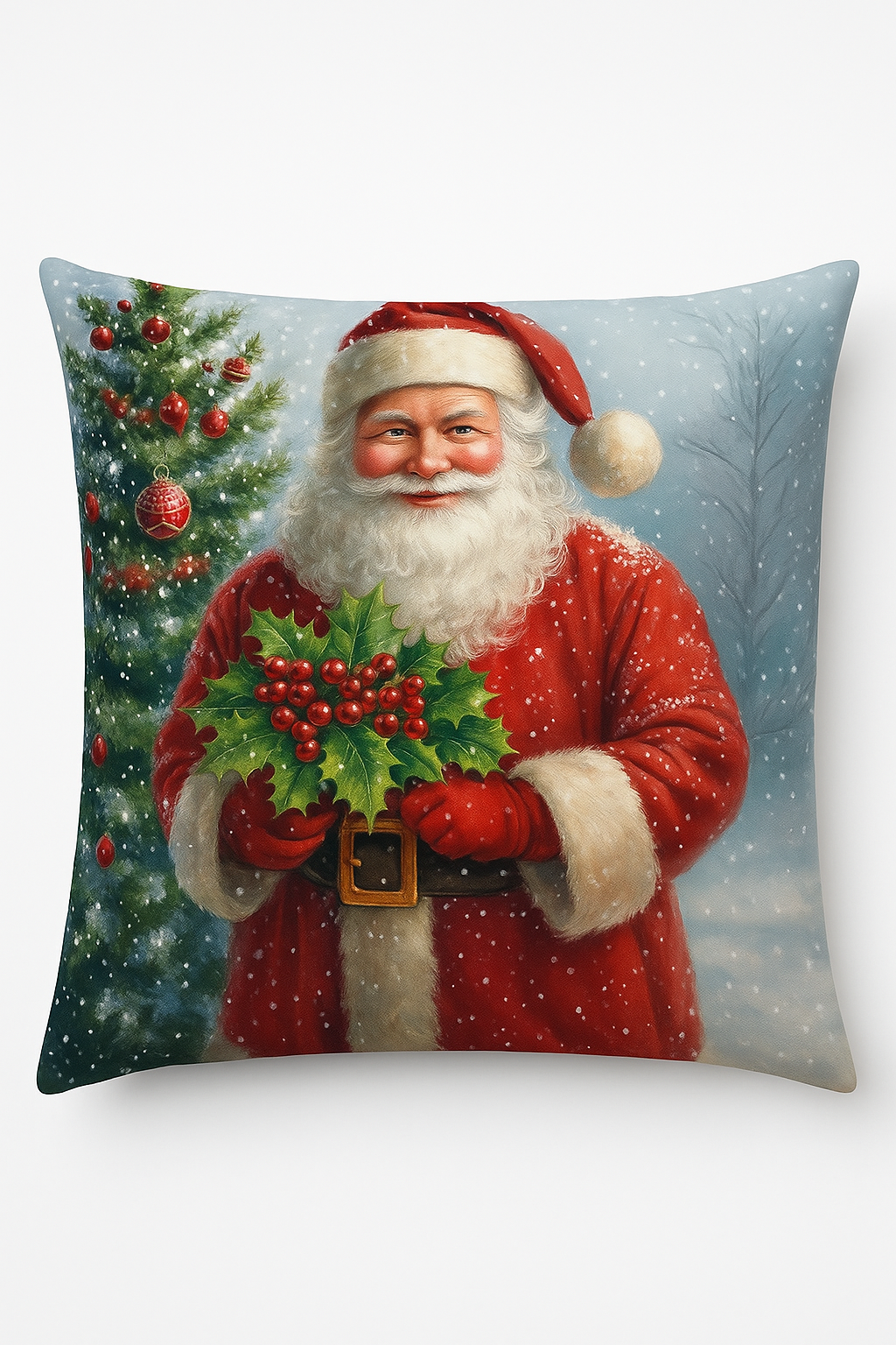 housse de coussin décorative motif noël père noël et cloches