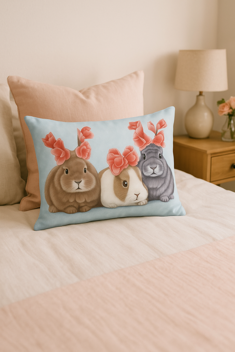 housse de coussin décorative motif petits animaux chiot chat