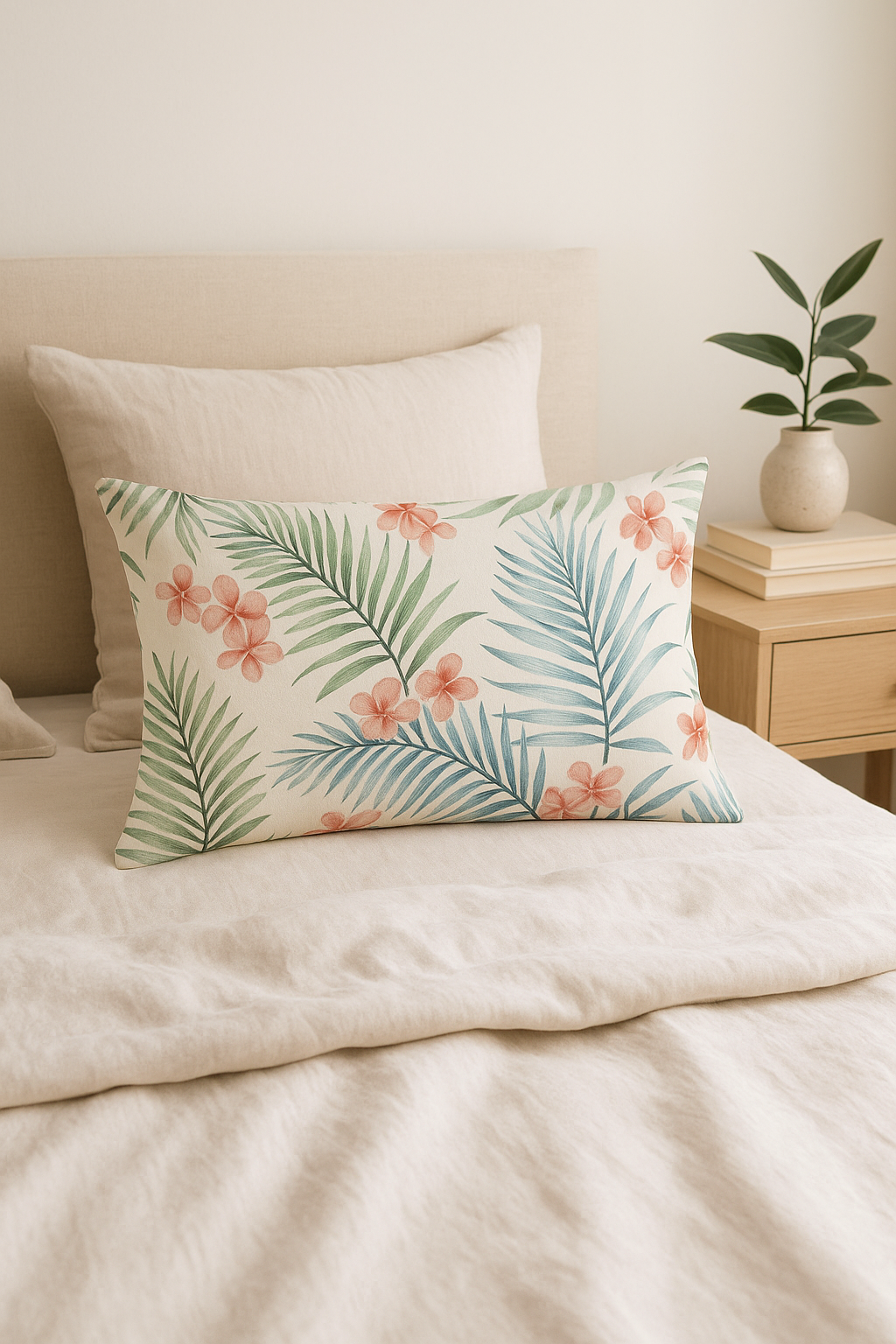 housse de coussin décorative motif tropical vert 30 x 50 cm - vue 2 sur 2
