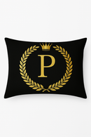 housse de coussin décorative motifs lettres noires dorées